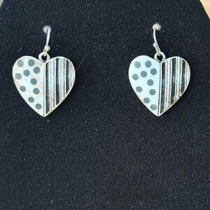 Silver Heart Patterned Earrings